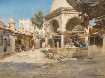 Ein Brunnen in Jaffa Gustav Bauernfeind Orientalist Ölgemälde